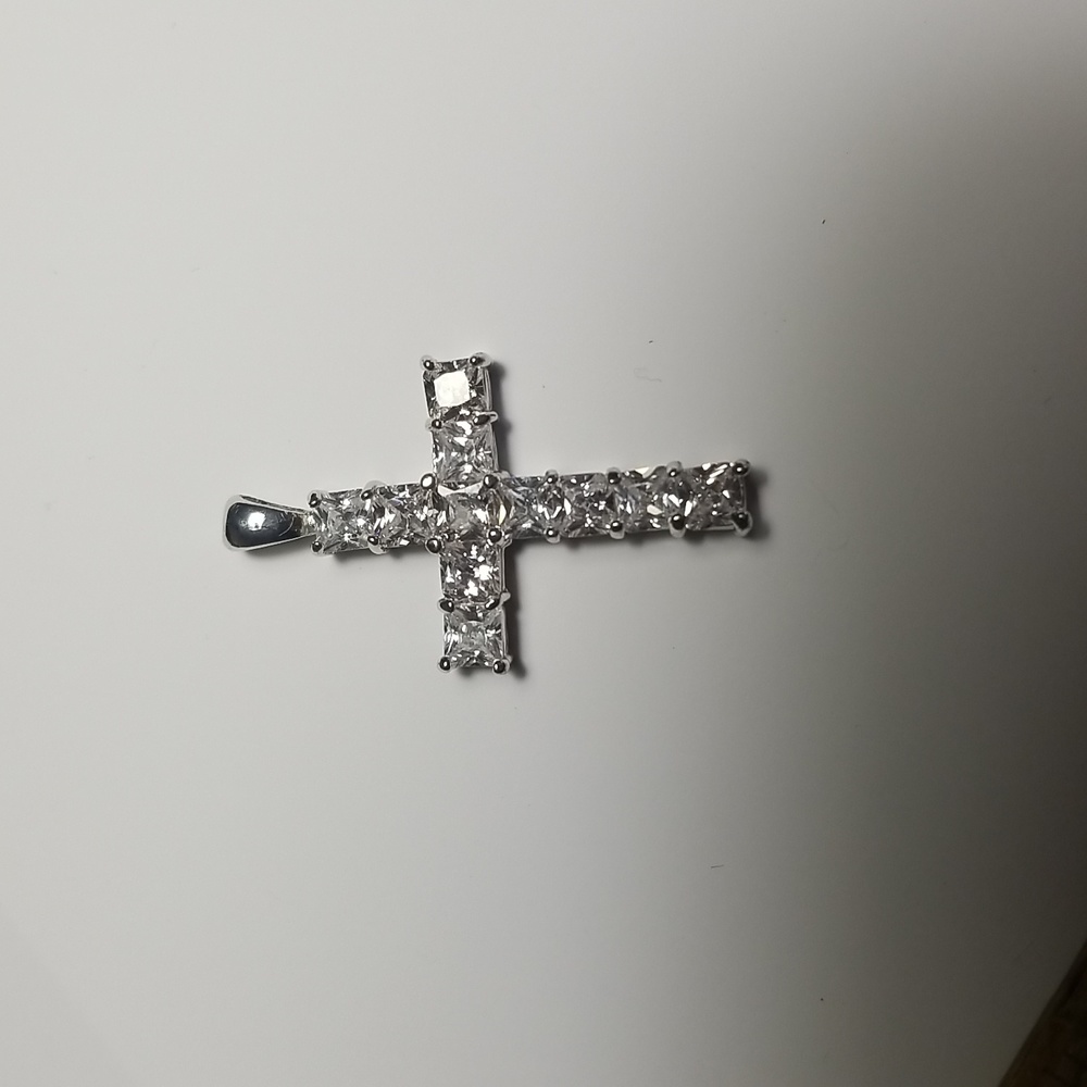 Vintage Clear Stone Cross Pendant